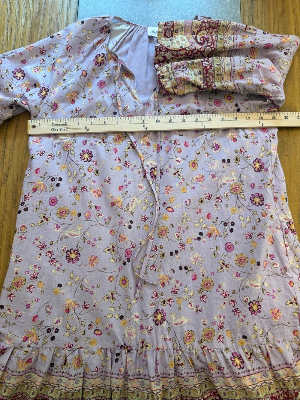 Self Contrast Floral Paisley Ruffle Hem Mini Dress Lavender Purple Size Small - Picture 16 of 16